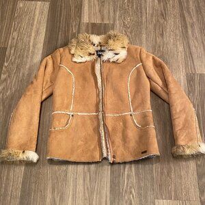 Vintage Y2K L.E.I. Faux Suede Fur Jacket Women's Size M